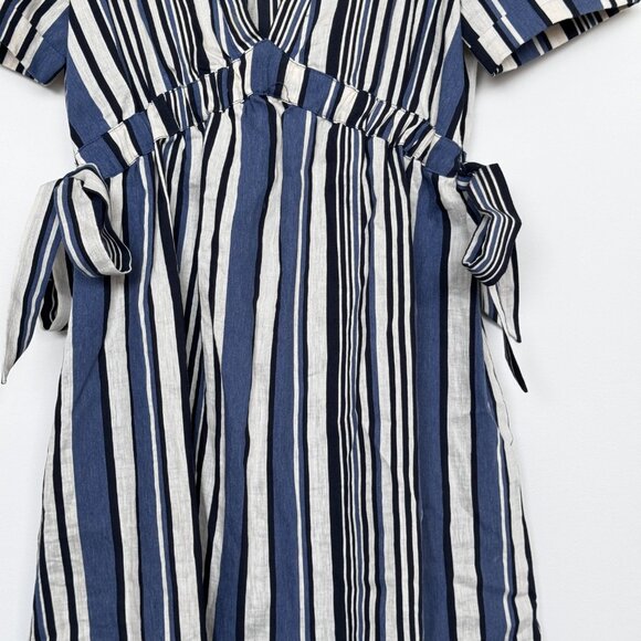 Zara Summer Linen Dress Flowy with Line details and bows on both sides - Picture 6 of 8